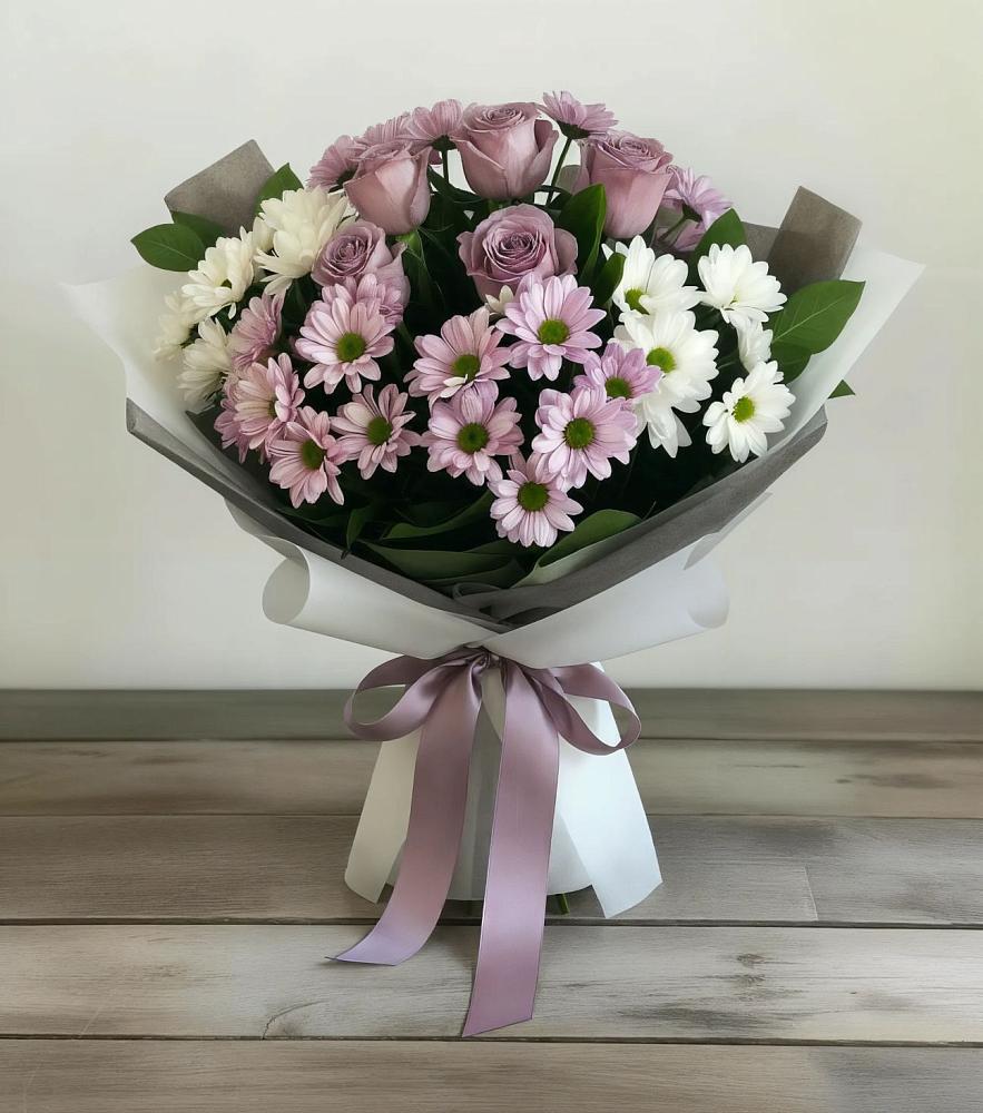 Букет цветов из: Хризантемы и Розы в Димитровграде