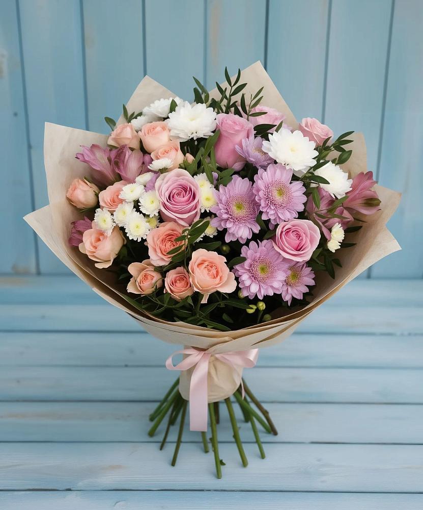 Букет цветов из: Хризантемы, Розы и Альстромерии в Димитровграде