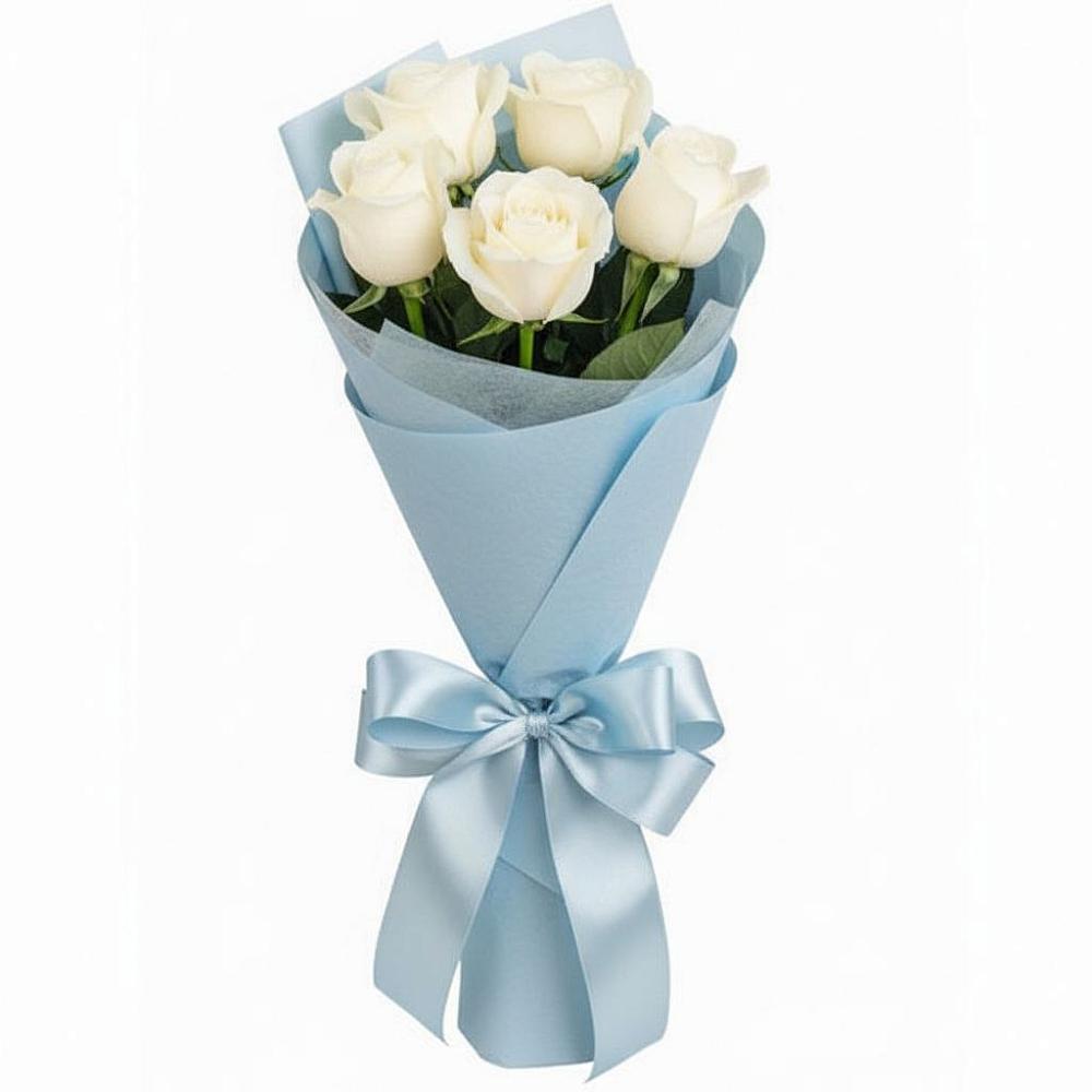 Букет 5 Белых роз Проуд в Димитровграде