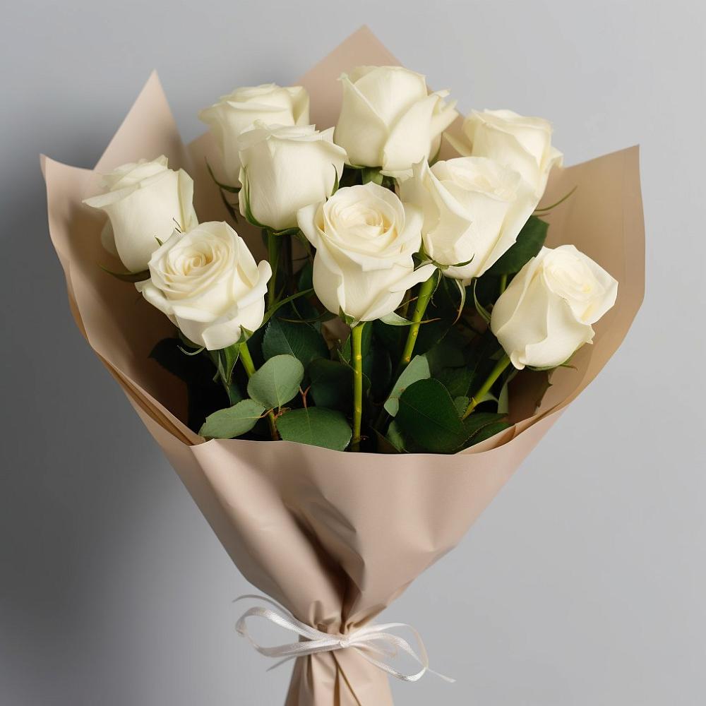 Букет 9 Белых роз Эдлесс Лав в Димитровграде