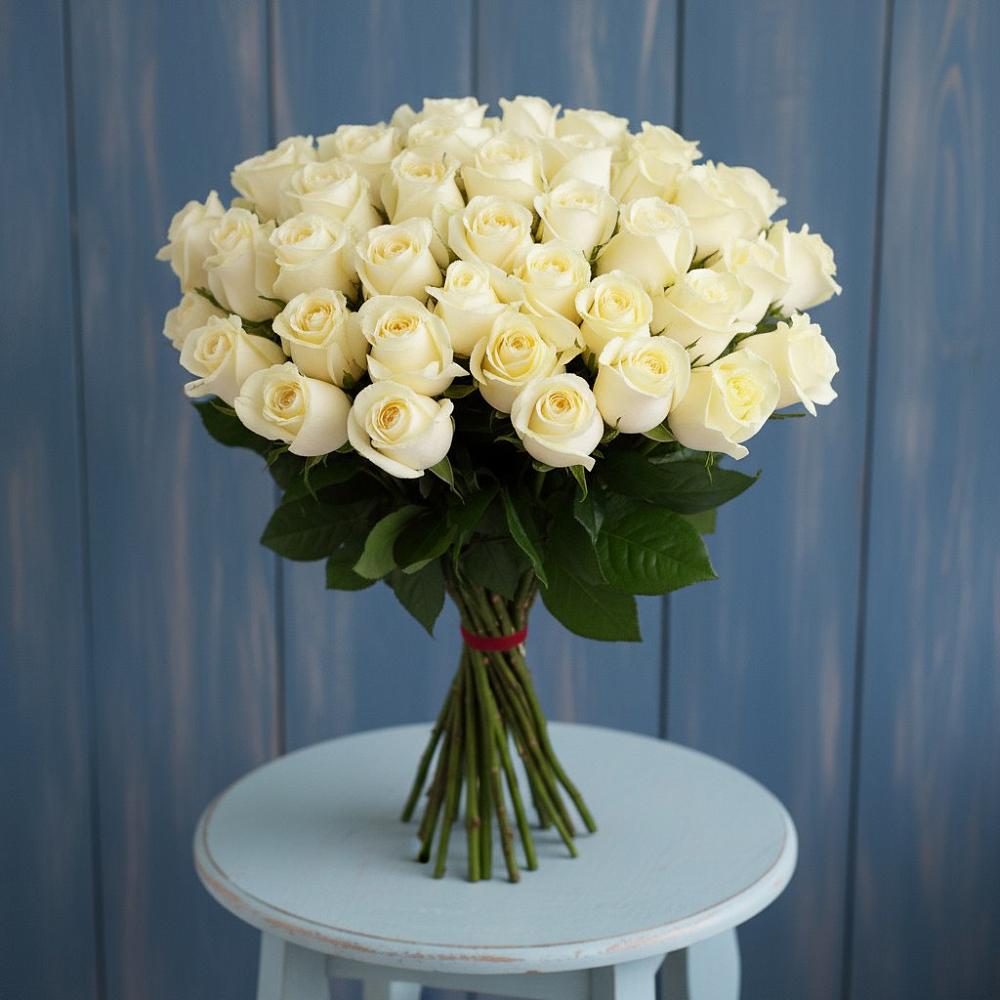 Букет 51 Белая роза Эдлесс Лав в Димитровграде