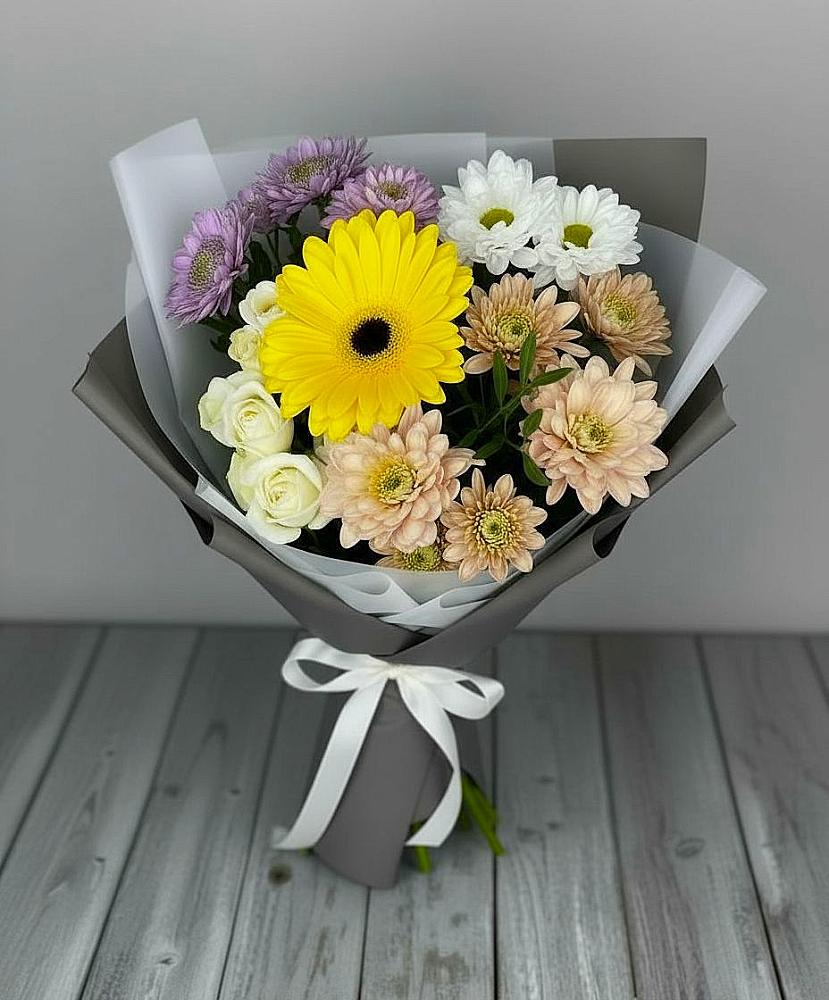 Букет цветов из: Розы, Герберы и Хризантемы в Димитровграде