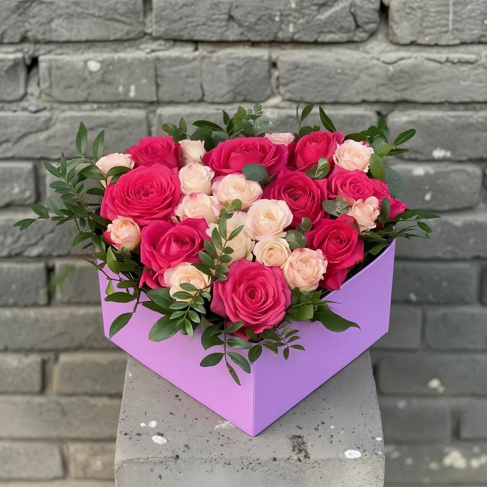 Цветочная композиция из Розы в коробке в Димитровграде