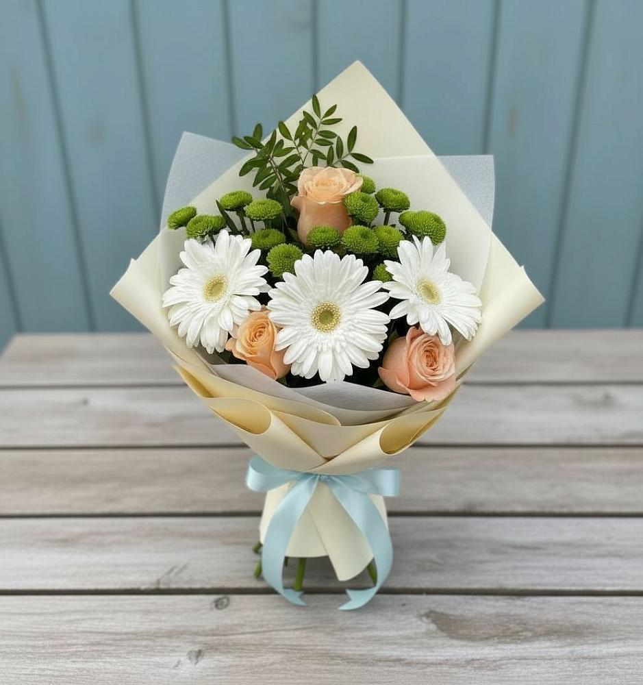 Букет цветов из: Герберы, Розы и Хризантемы в Димитровграде