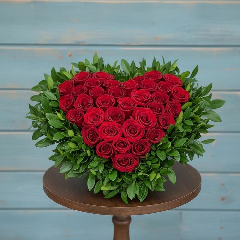 Цветочная композиция из Розы в виде сердца в Димитровграде