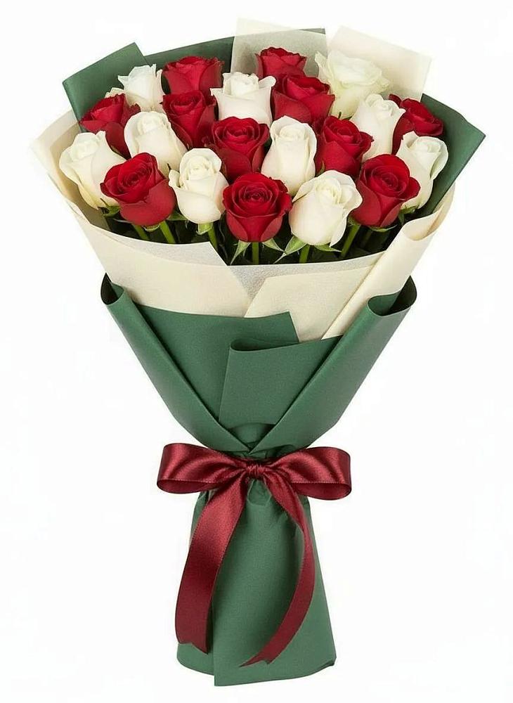 Букет Микс из красных и белых роз в Димитровграде