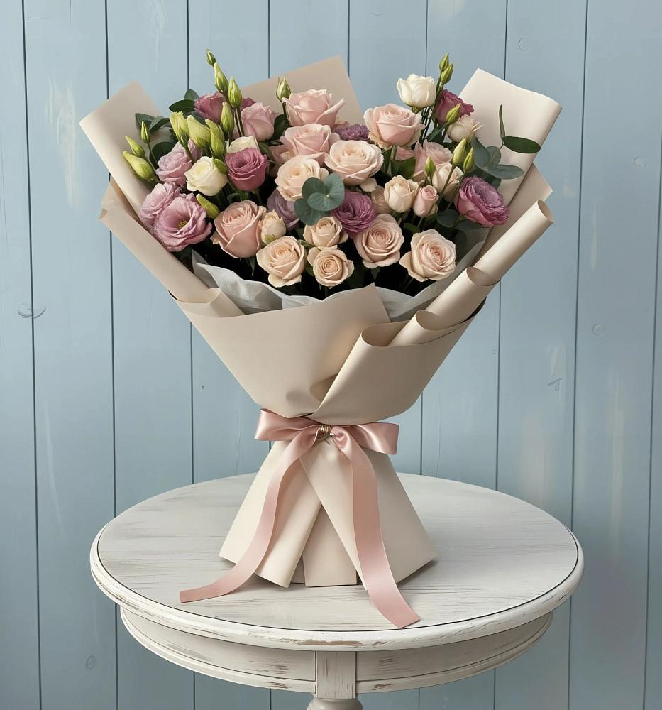 Букет цветов из: Розы и Лизиантусы в Димитровграде