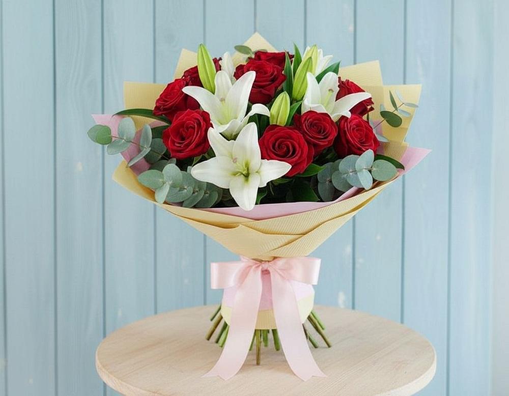 Букет цветов из: Лилии и Розы в Димитровграде